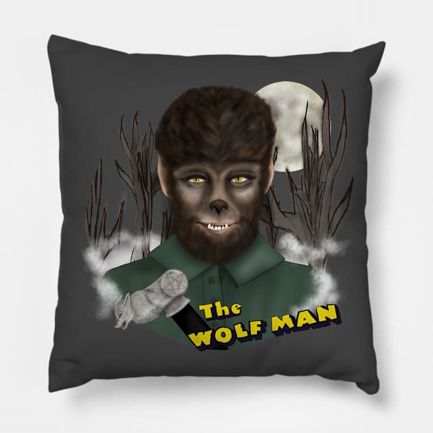 The Wolf Man Pillow by KataMartArt