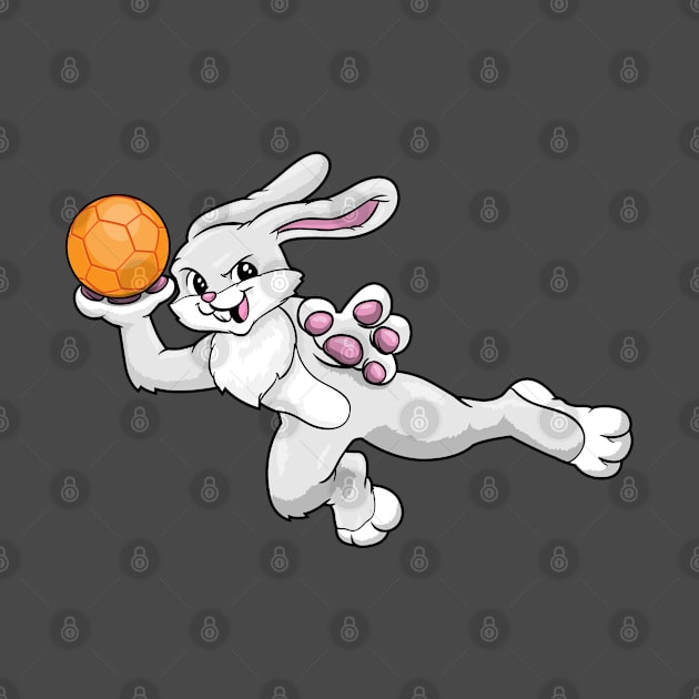 Rabbit as handball player with handball by Markus Schnabel