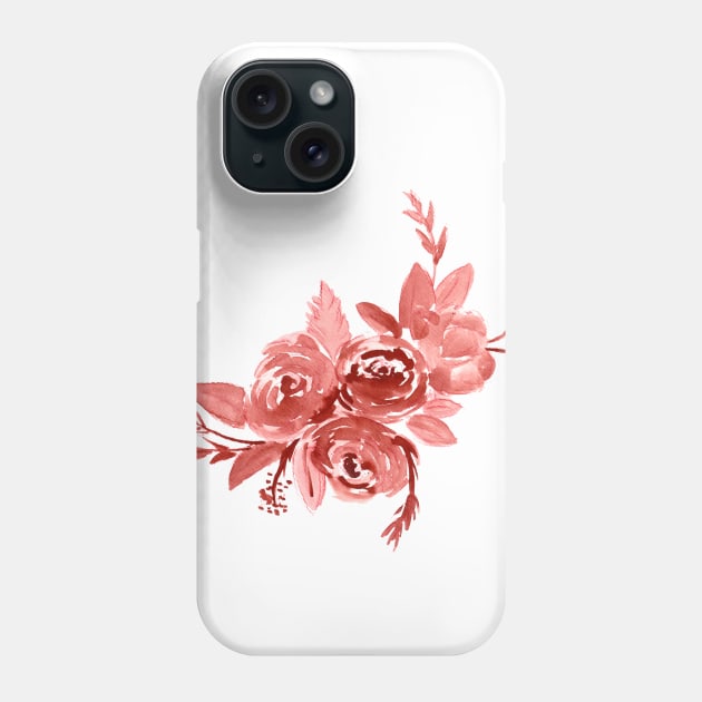 red watercolor roses Phone Case by ZeichenbloQ