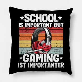 School Is Important But Gaming Is Importanter Kids Gamer Gift Pillow