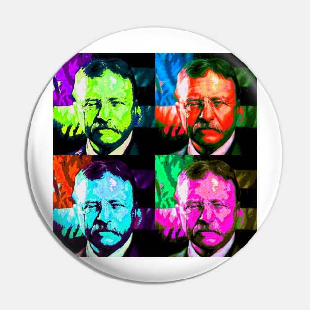 Pop Art - Theodore Roosevelt Pin by Naves