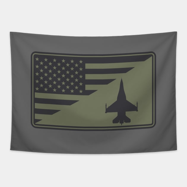F-16 Viper US Flag (subdued) Tapestry by TCP