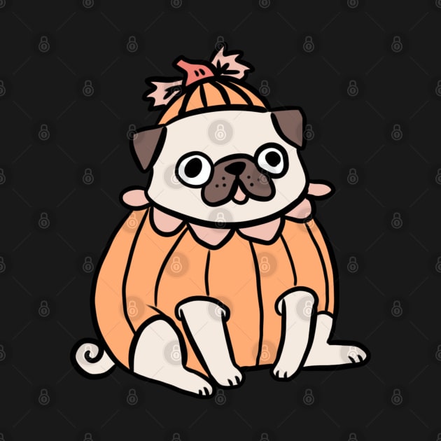 Cute little halloween pumpkin pug by Yarafantasyart