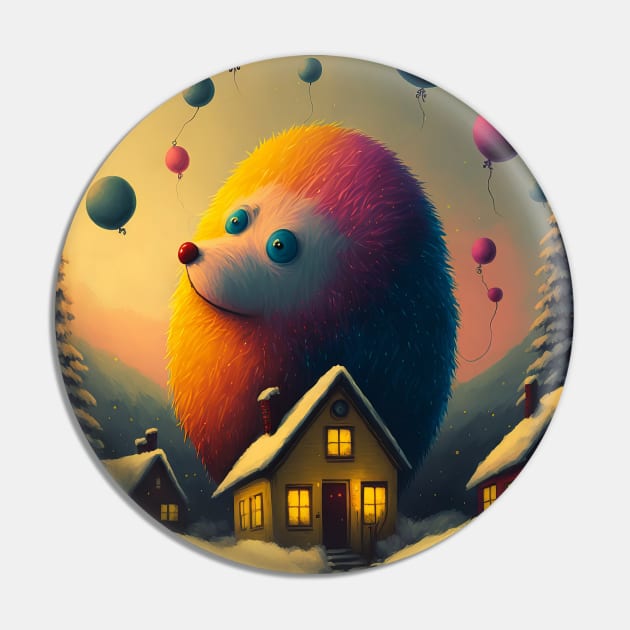 Christmas hedgehog with balloons Pin by MorningPanda