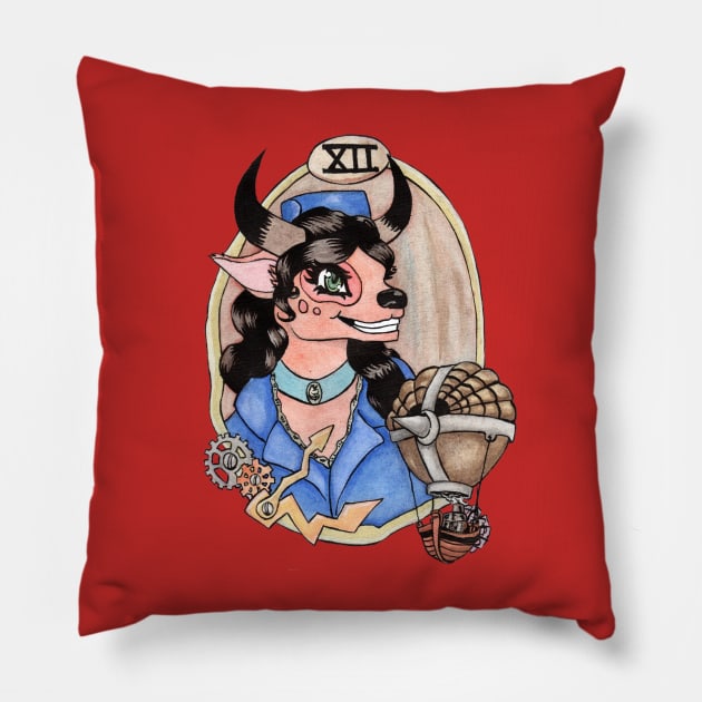 Steampunk Cow Pillow by mentaone