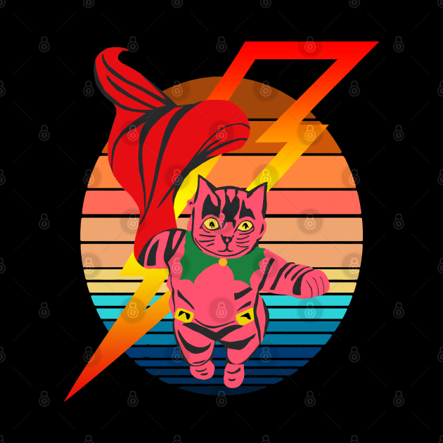 Cute Flying Pink Cat Retro by CartWord Design