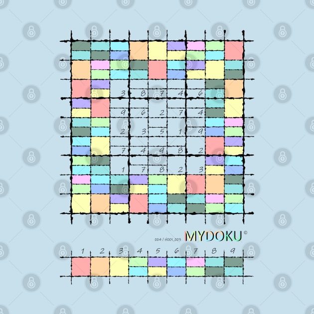 Mydoku_004_H001_003_F: Sudoku, Sudoku coloring, logic, logic puzzle, holiday puzzle, fun, away from screen by Mydoku