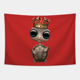 Cute Baby Turtle Wearing Crown Tapestry