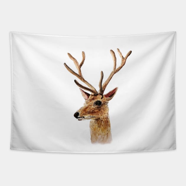 deer painting Tapestry by colorandcolor