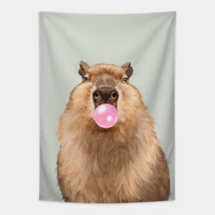 Bubble Gum Chubby Capybara Tapestry