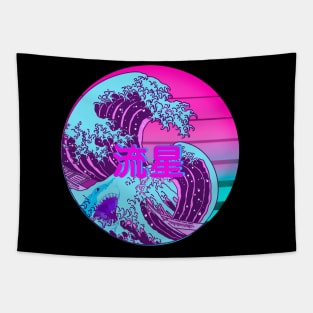 Great Vaporwave Shark off Kanagawa Tapestry