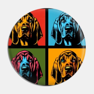 Pop Retro Bloodhound Art Painting - Cute Puppy Pin