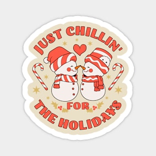 Just Chillin' for the Holidays Snowman in Love Magnet