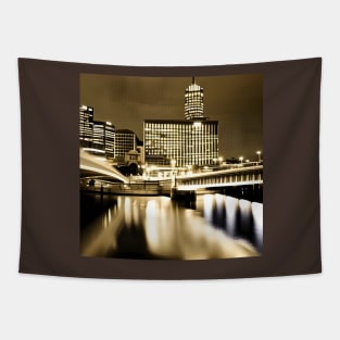 Melbourne City Lights Landscape Photo Tapestry