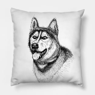 Siberian Husky Illustration Pillow