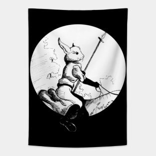 Lance wielding hare - vintage fantasy inspired art and designs Tapestry
