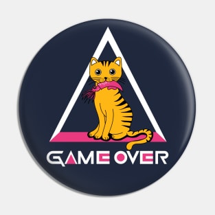 Cat - Game Over Squid White Pin