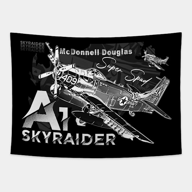 A-1 Skyraider Mcdonnel Douglas Vintage plane Tapestry by aeroloversclothing