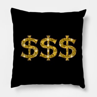 Golden Dollar Signs Pillow