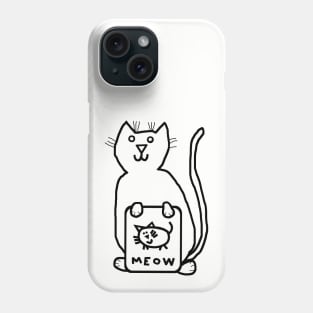 Cute Animals Cat Self Portrait Outline Phone Case