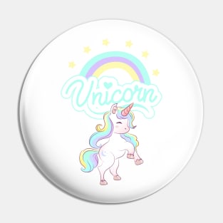 Beautiful Unicorn, Rainbow, and Stars Pin