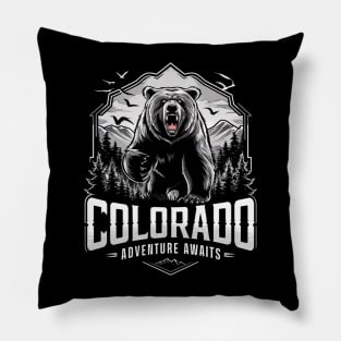 Colorado Adventure Awaits Mountain Nature Outdoors Retro Pillow