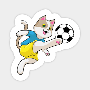 Cat as Soccer player with Soccer ball Magnet