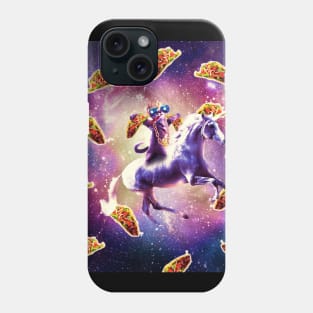 Thug Space Cat On Unicorn With Taco Phone Case