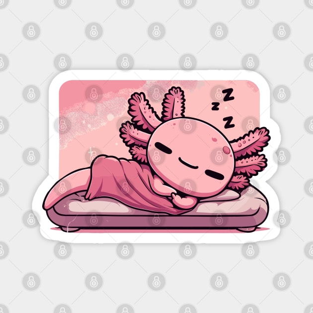 Kawaii Sleeping Axolotl Magnet by TomFrontierArt