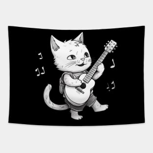 Cat playing guitar Tapestry