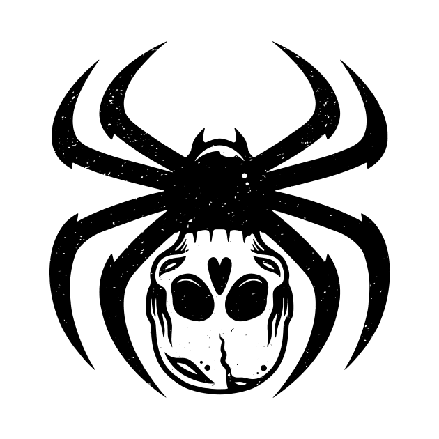 Spider Skull Vintage Tattoo Art by Alundrart