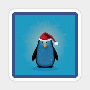 Penguin in Santa Hat in a Snowstorm Magnet