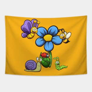 Cute Cartoon Insects Tapestry