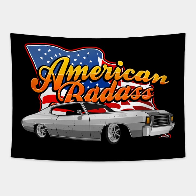 distressed american badass chevy chevelle ss Tapestry by small alley co