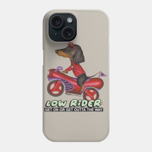 Cute adorable Black Doxie Dachshund Riding vintage classic Motorcycle Phone Case