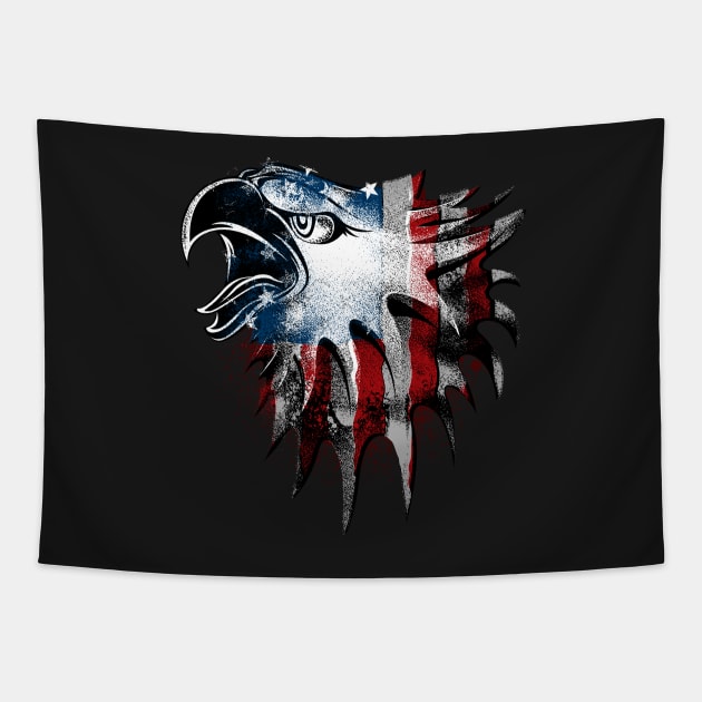 American Bald Eagle Patriotic USA Flag Tapestry by Evoke Collective