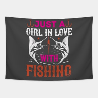 Girls Love Fishing Tapestry