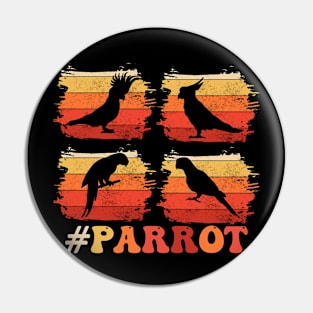 Parrot Bird Vintage Distressed Retro Style Silhouette 70s Pin