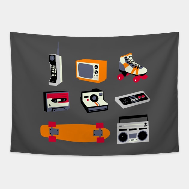 80s Items Tapestry by TheVectorMonkeys