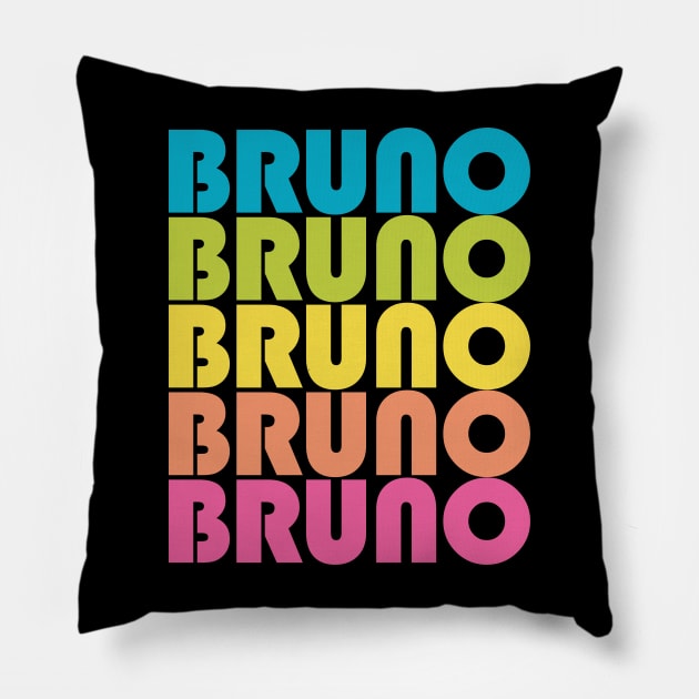Bruno Music Teacher Bruno Lover Kids Retro Rainbow Pillow by PodDesignShop