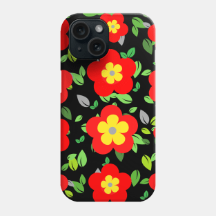 Red and yellow floral pattern Phone Case