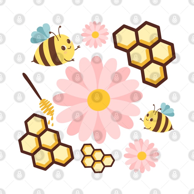 Spring Bee Honey Comb Pattern Design by Arch4Design