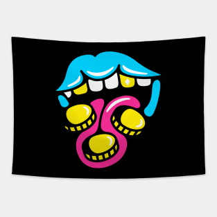 Mouth tongue coins Tapestry