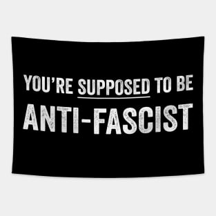 Anti-Trump, Anti Fascist White Style Tapestry