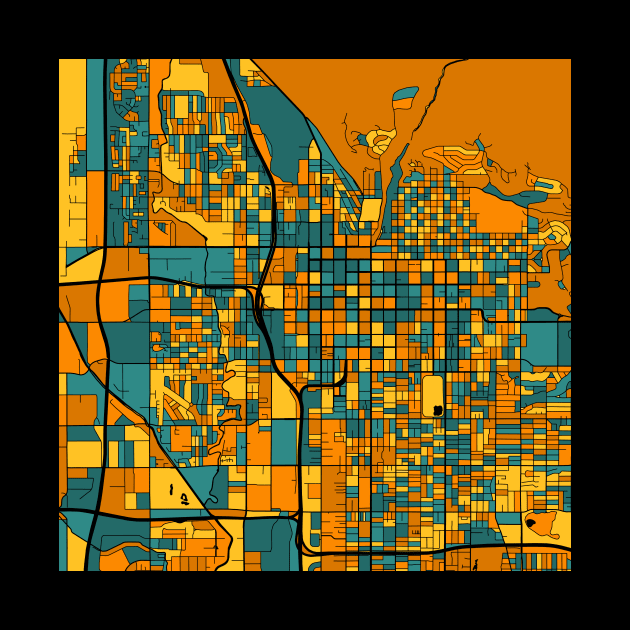 Salt Lake City Map Pattern in Orange & Teal by PatternMaps
