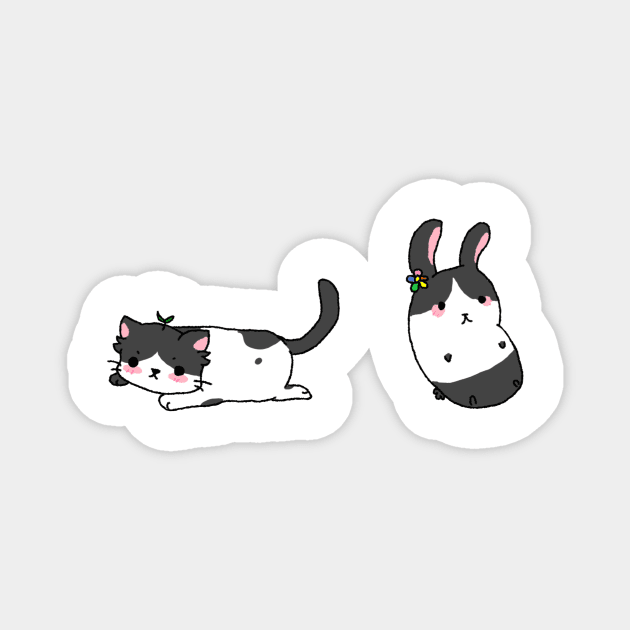 Bunny and Kitty Magnet by chillayx