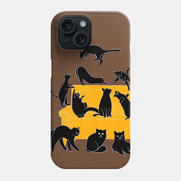 Cute Black Cats on the Couch Phone Case by DrawingEggen