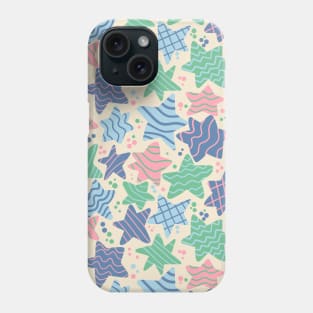 Festive confetti stars in blue, green and pink Phone Case