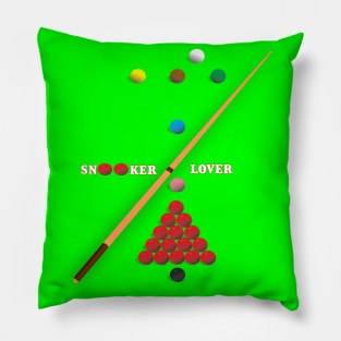 I Love Snooker design showing Snooker Balls arranged as on table. Pillow