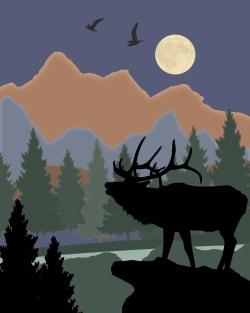 Mountain Scene Caribou Magnet